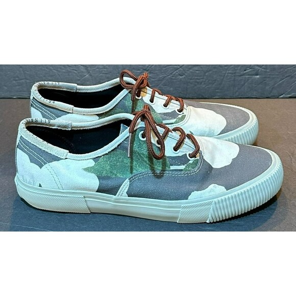 AllSaints Lex Canvas Camo White Sneakers Men's Size 10 - Picture 4 of 8